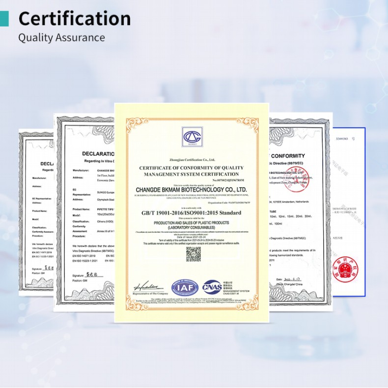 centrifuge tube certifications
