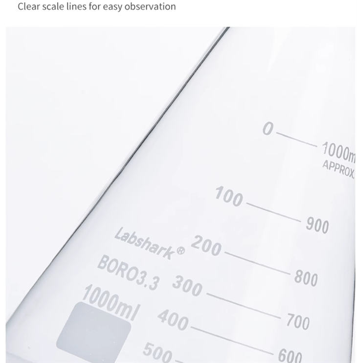 BKMAM 100ml 250ml 500ml Laboratory Use Transparent Heat Resistant Borosilicate 3.3 Glass Conical Flask Bottle