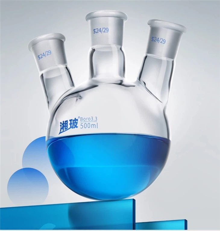 BKMAM Best Selling Laboratory Borosilicate Glass Three Necks Round Bottom Boiling Flask