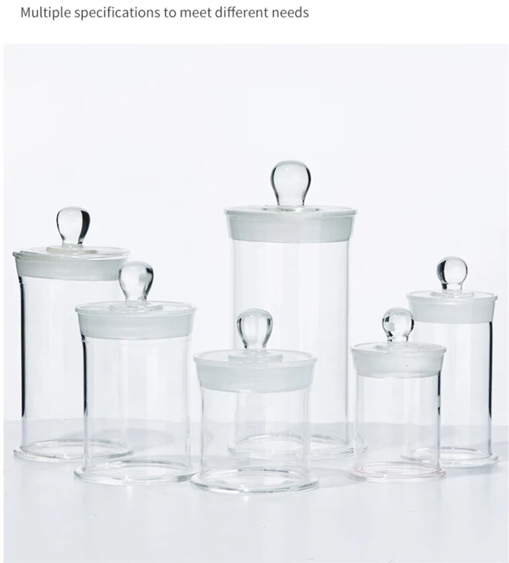 Different Size Chemistry Lab Glass Specimen Cylinder Round Specimen Bottle Jar With Ground Stopper Lid