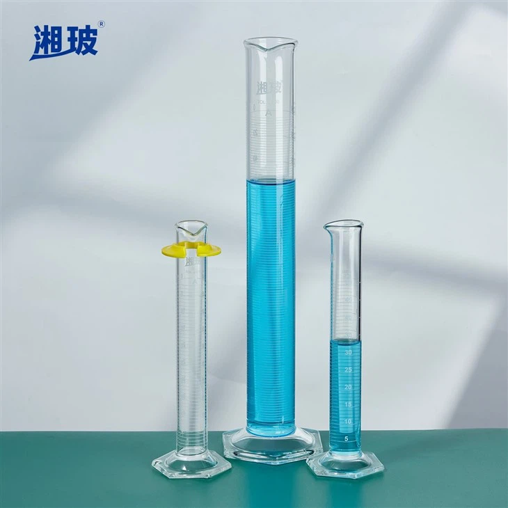 Glass Hexagonal Base Measuring Cylinder high quality
