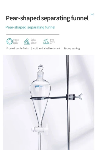 XiangBo Polytetrafluoroethylene Glass Laboratorial Plug Pear Shaped Separatory Funnel For Chemical Use