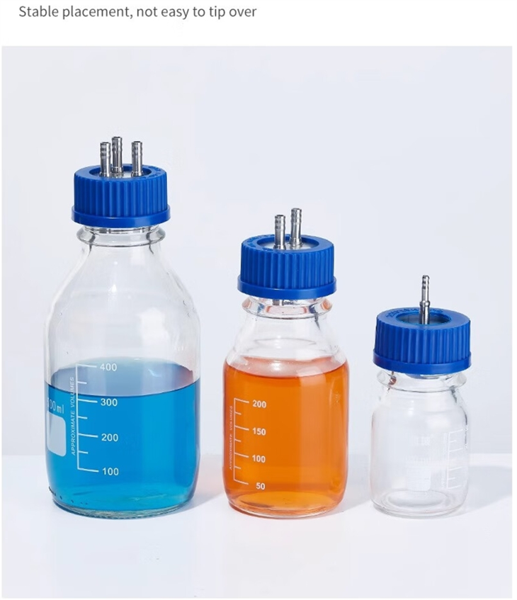 Transparent Glass Fermenter Refill Bottle Stainless Steel Iron Cap Into Liquid Reagent Bottle
